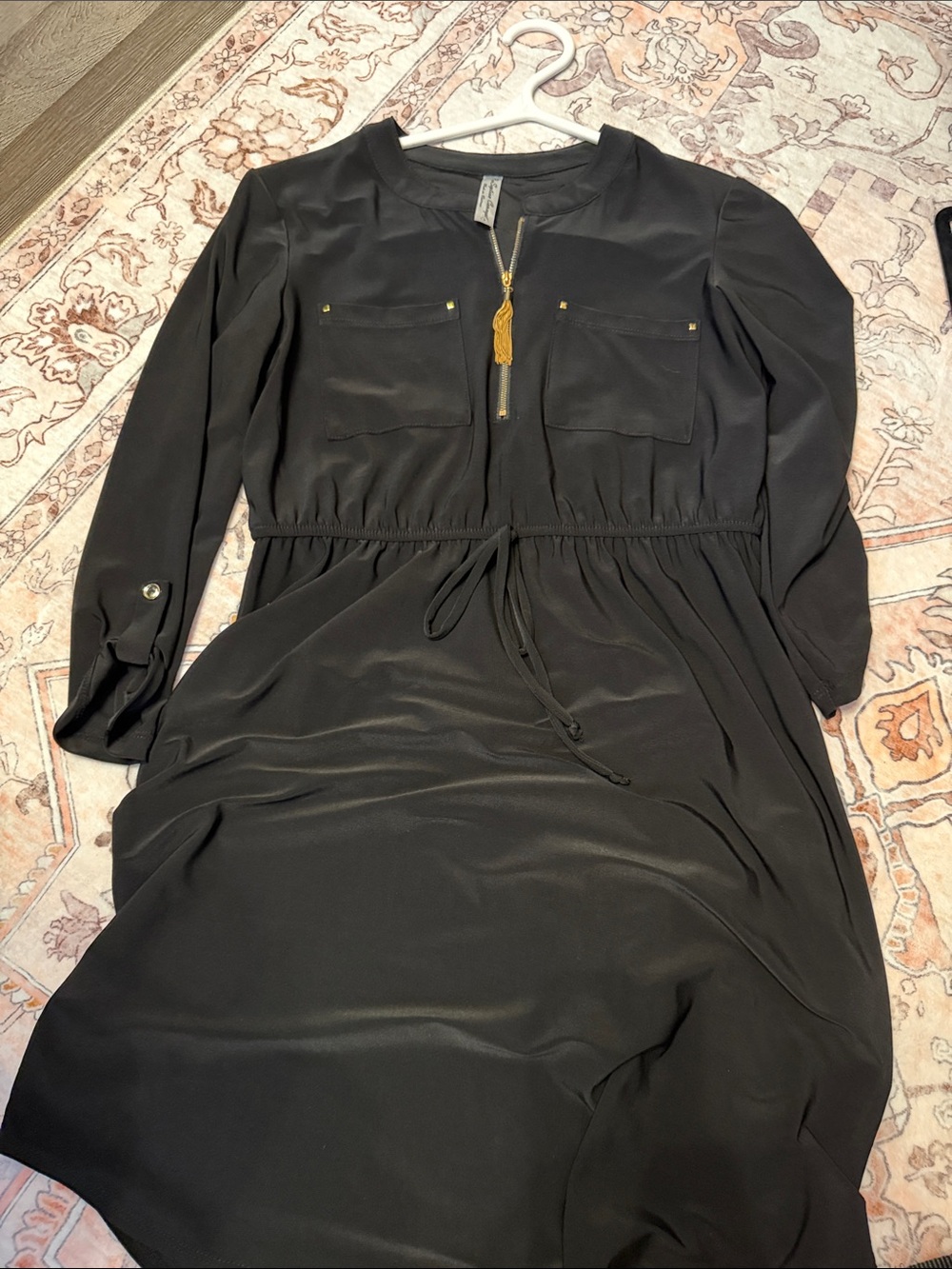 PerSeption Concept Black Midi Dress with Tassel Zip